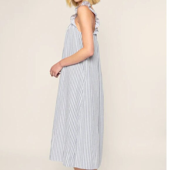 Petite Plume Women's Twill Clementine Nightgown in Navy French Ticking XL - Picture 2 of 4